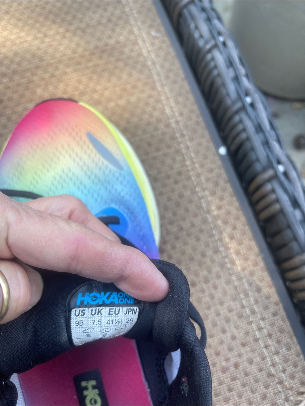 Hoka Bondi 8 Rainbow Gradient Athletic Running Shoes - Picture 4 of 4